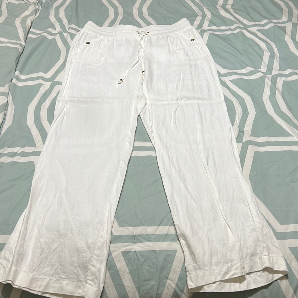 White linen pants